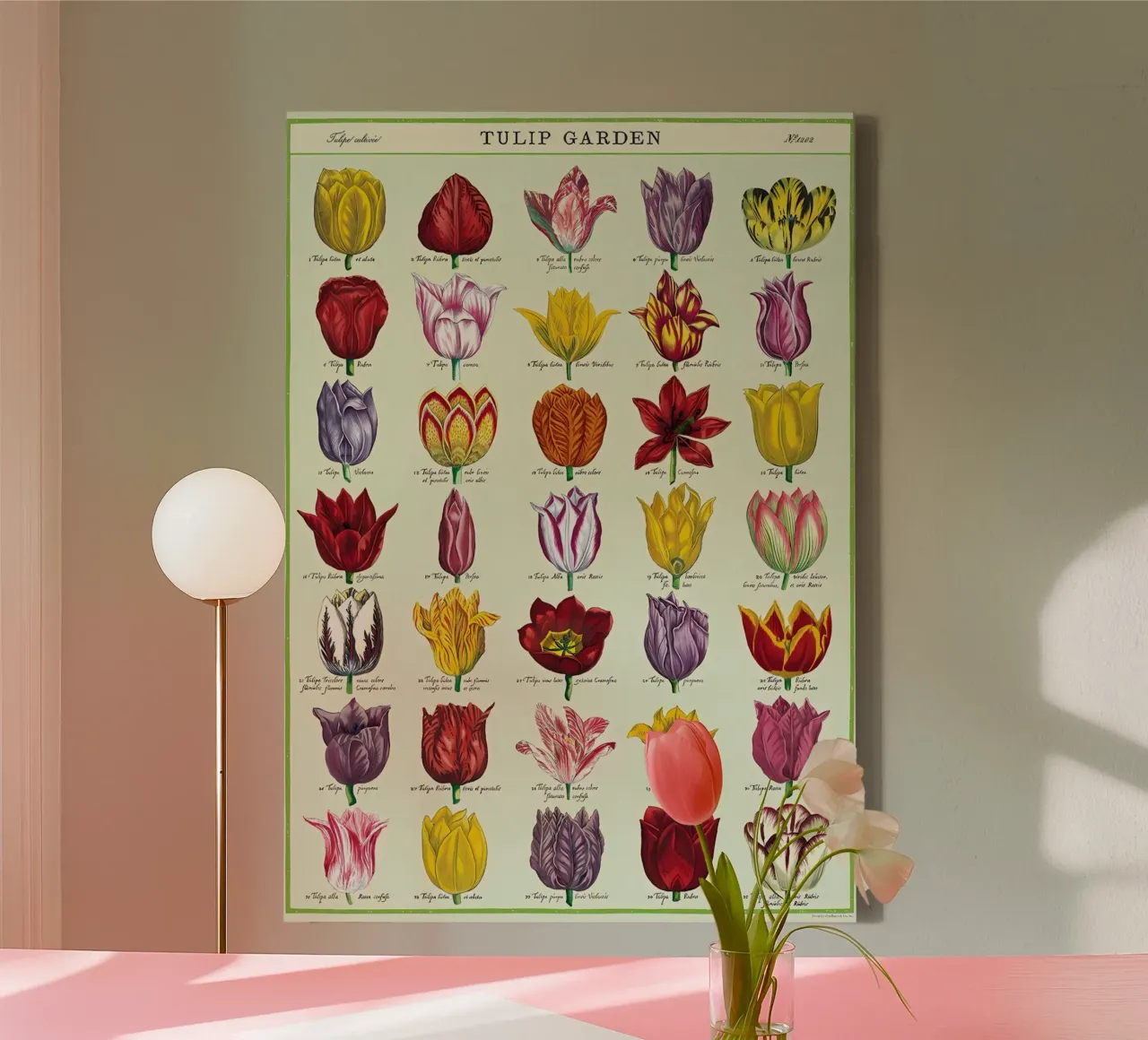 tulip garden canvas met Baklijst van Graham Robertson