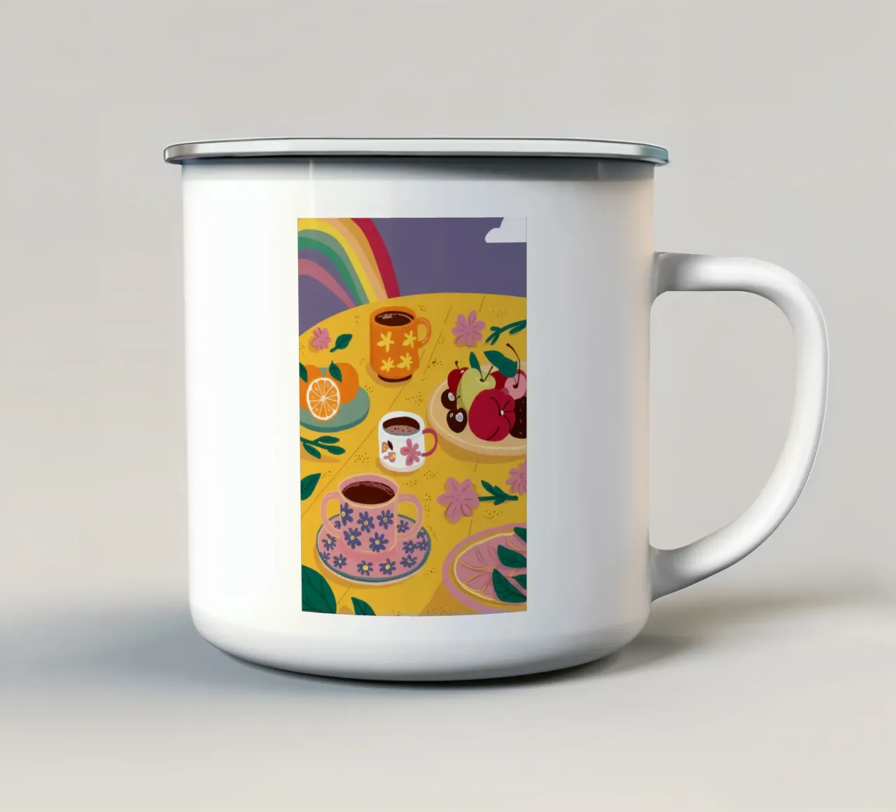 Tavolo da colazione arcobaleno tazza in smalto da Snow Mist