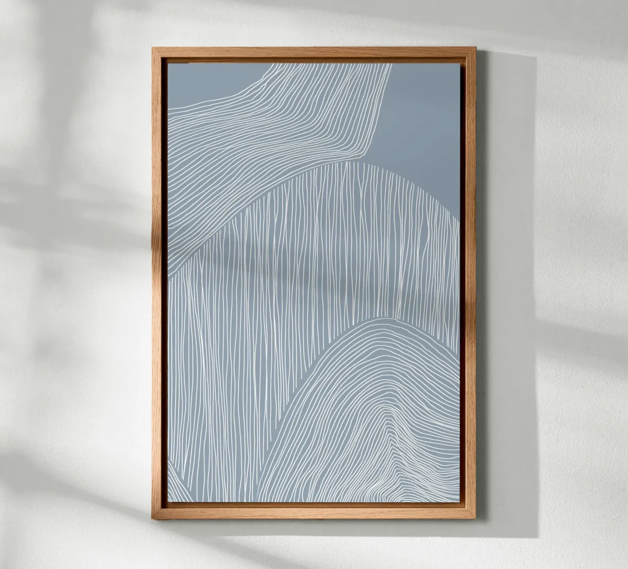 Arte astratta a linee ondulate tela con Cornice a cassetta da Melloi Art Print