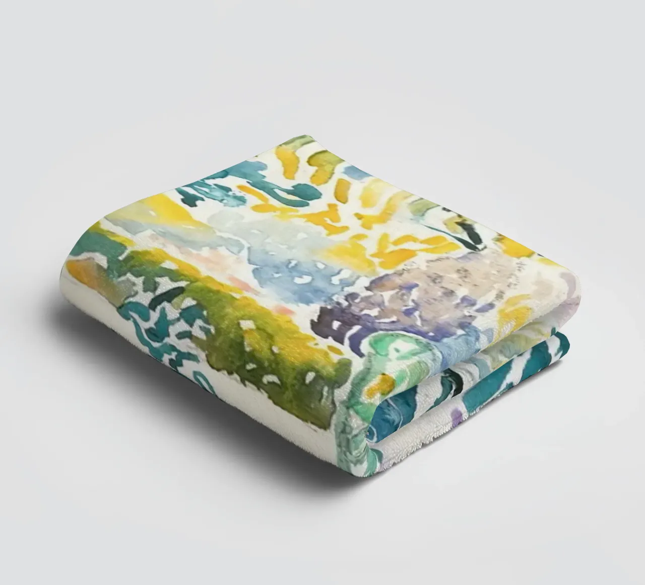 palm trees chairs table garden towel by Graham Robertson