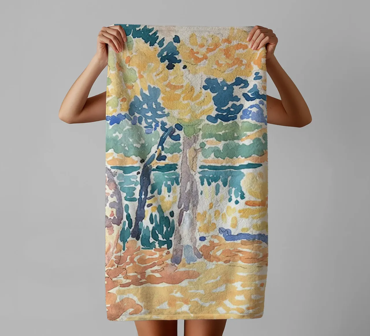 trees water towel by Graham Robertson