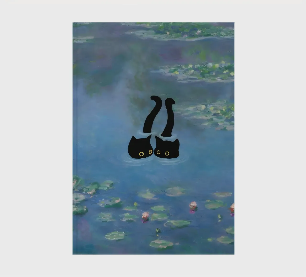 Two Cat Print Monet Waterlily notebook by clay bobby