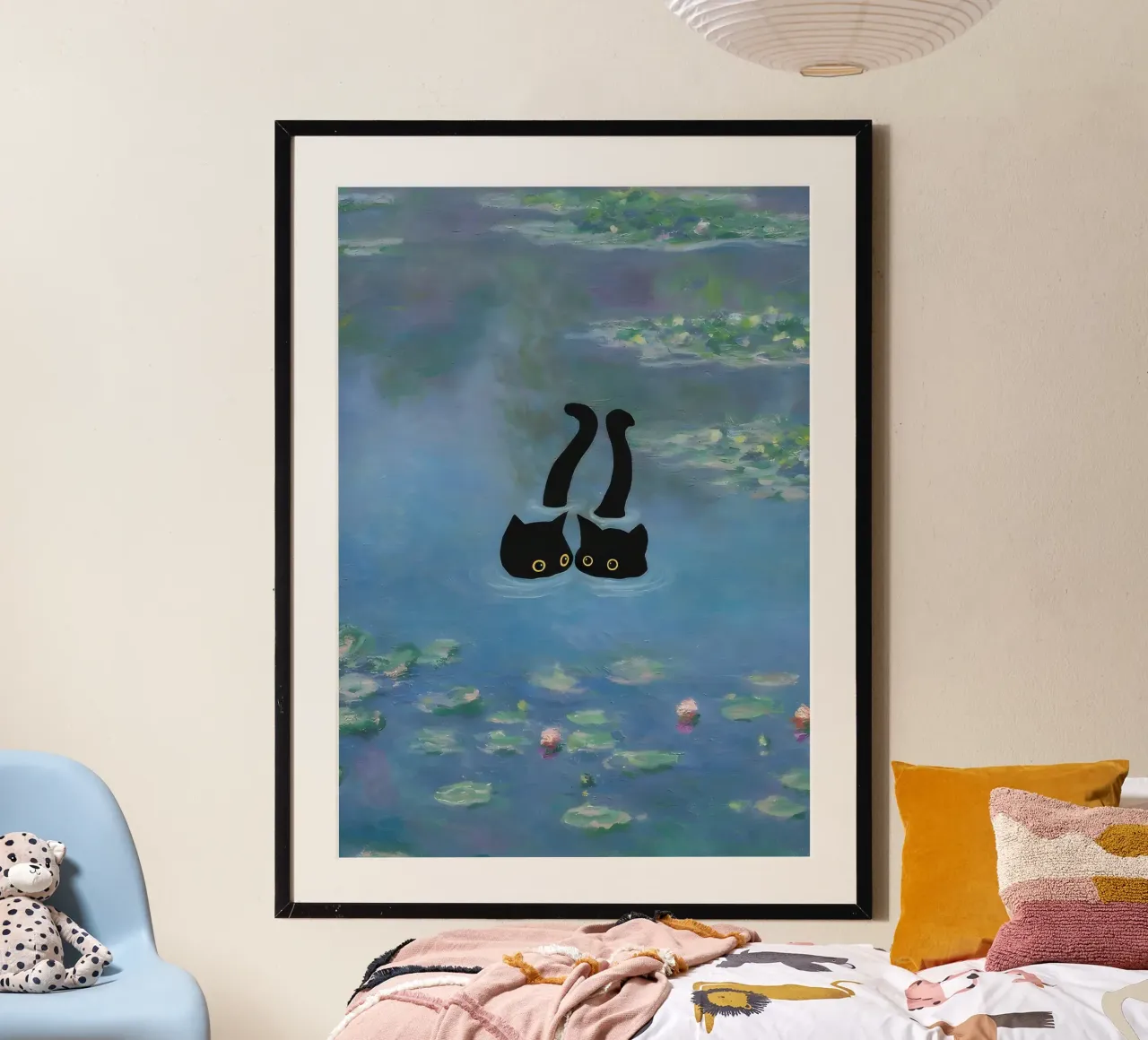 Impresión de dos gatos Nenúfar Monet poster de clay bobby