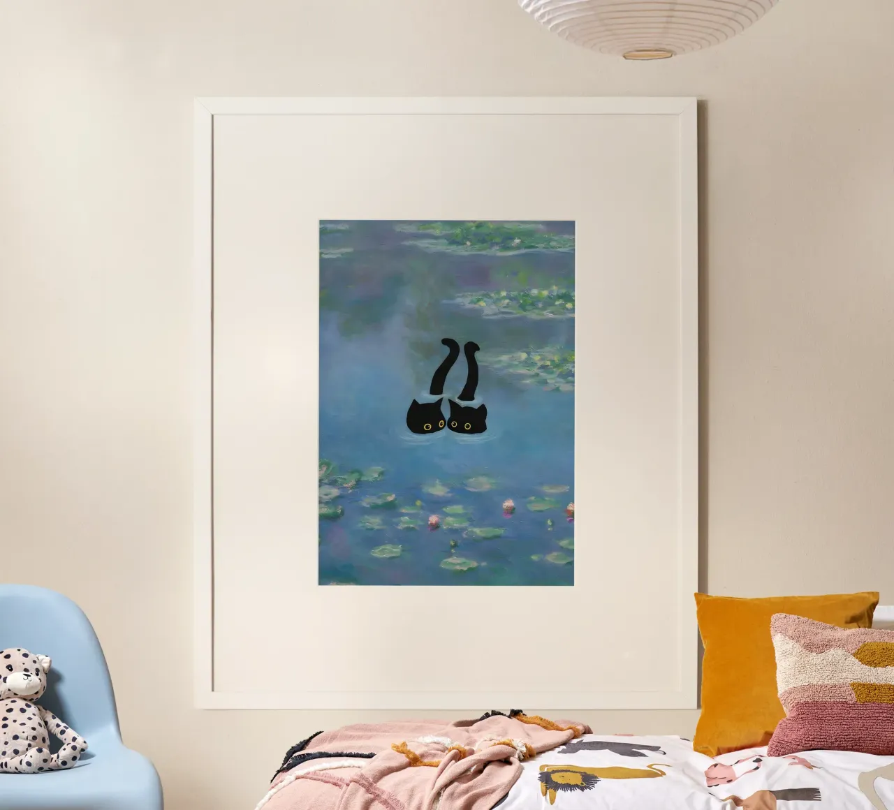Impresión de dos gatos Nenúfar Monet poster de clay bobby