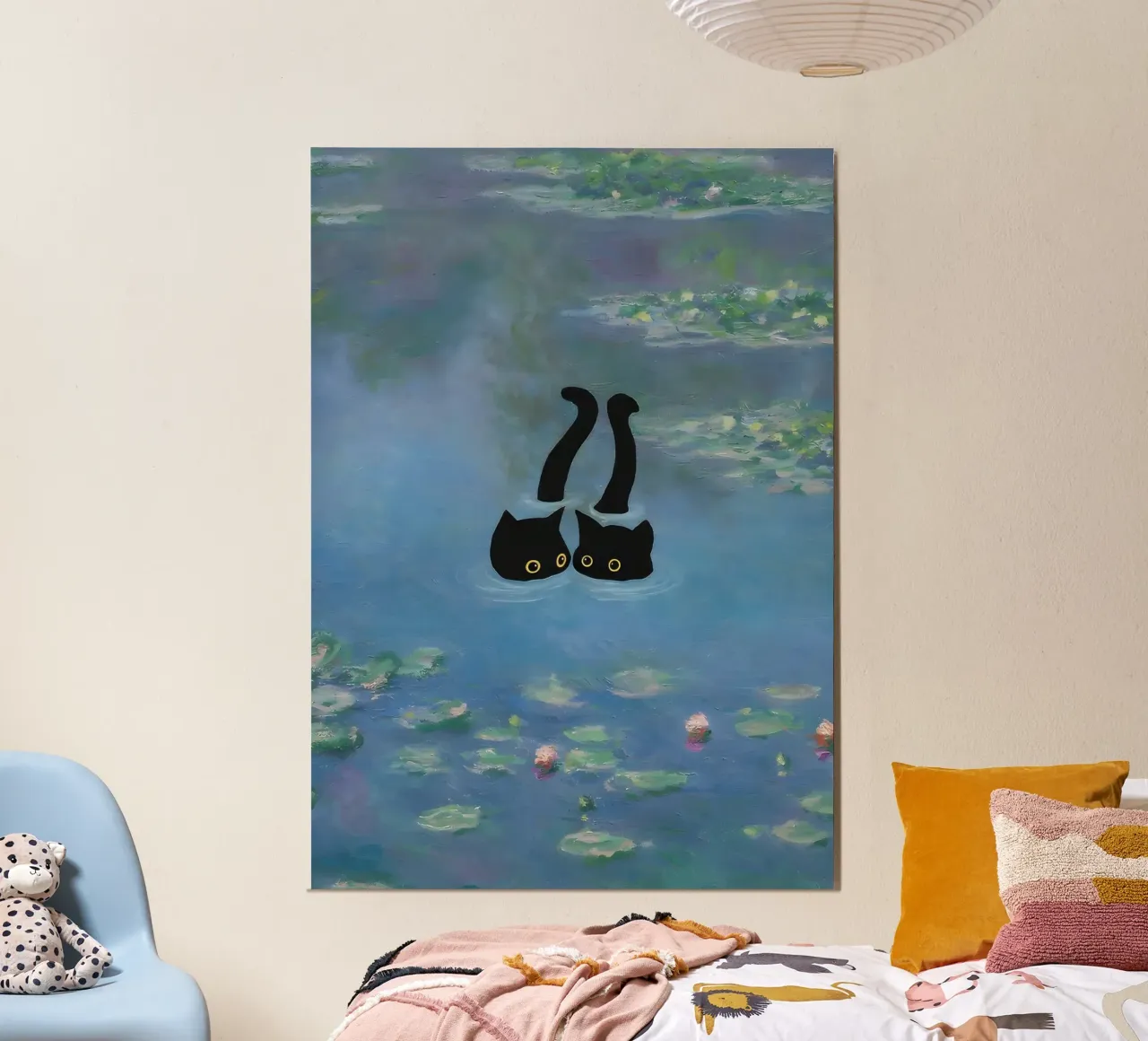 Impresión de dos gatos Nenúfar Monet poster de clay bobby