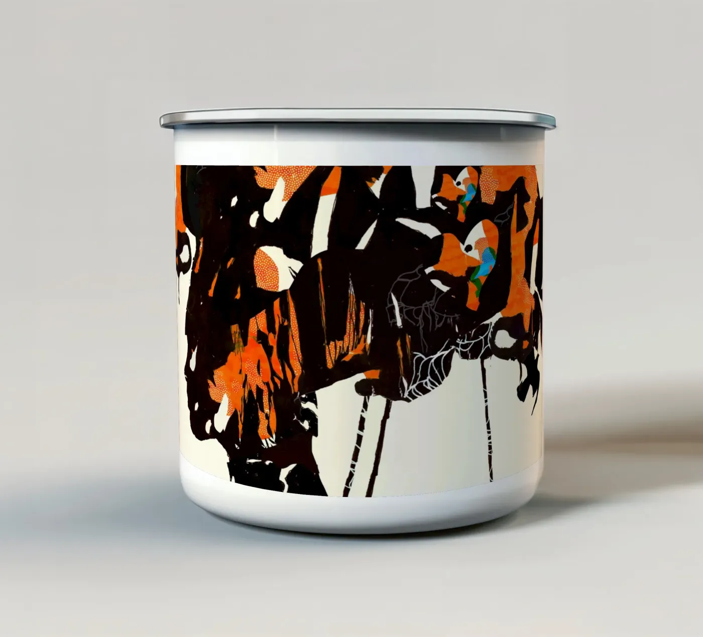 flamingo eclipse2 Emaille Tasse von Giulio Iurissevich