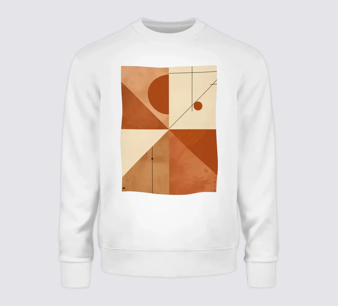 Geometric Abstract with Triangles Circles and Lines in Beige sweatshirt by DesignDoodle