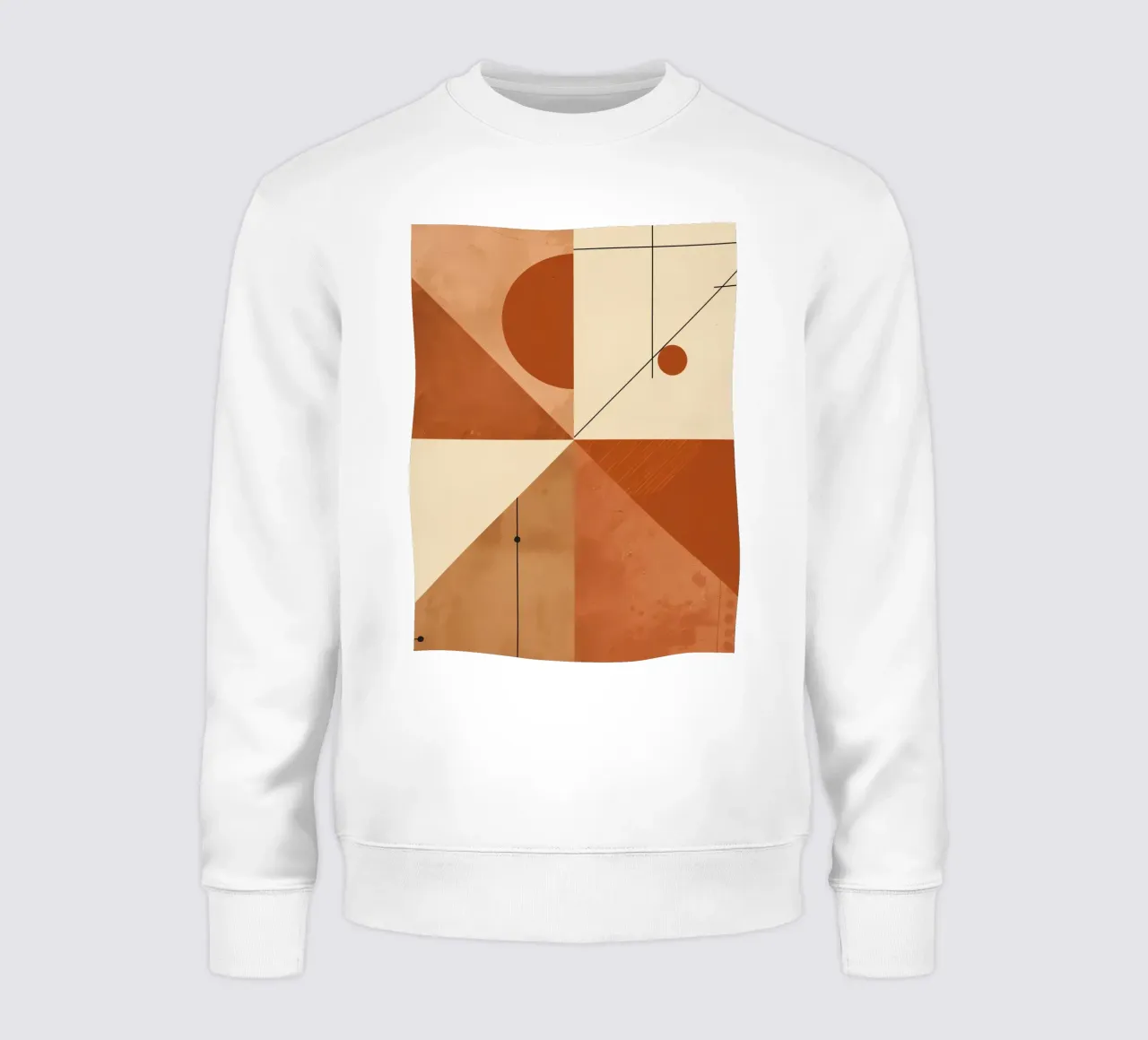 Astratto geometrico con triangoli, cerchi e linee in beige felpa da DesignDoodle