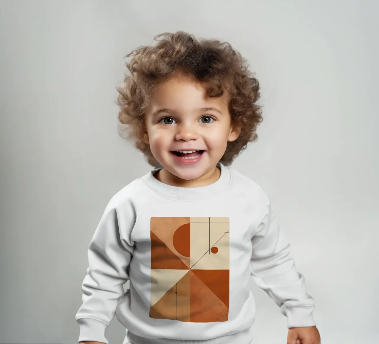 Astratto geometrico con triangoli, cerchi e linee in beige felpa neonato da DesignDoodle