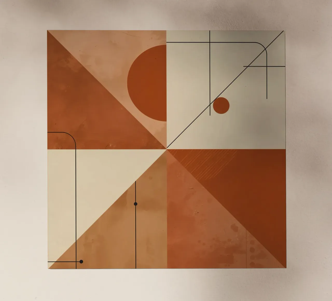 Astratto geometrico con triangoli, cerchi e linee in beige pellicola backlit da DesignDoodle