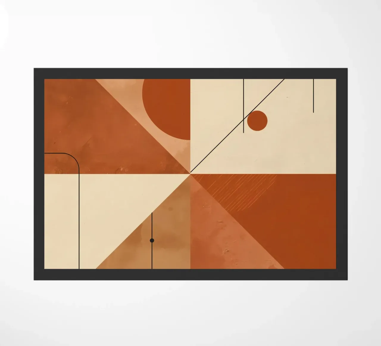 Geometric Abstract with Triangles Circles and Lines in Beige doormat by DesignDoodle