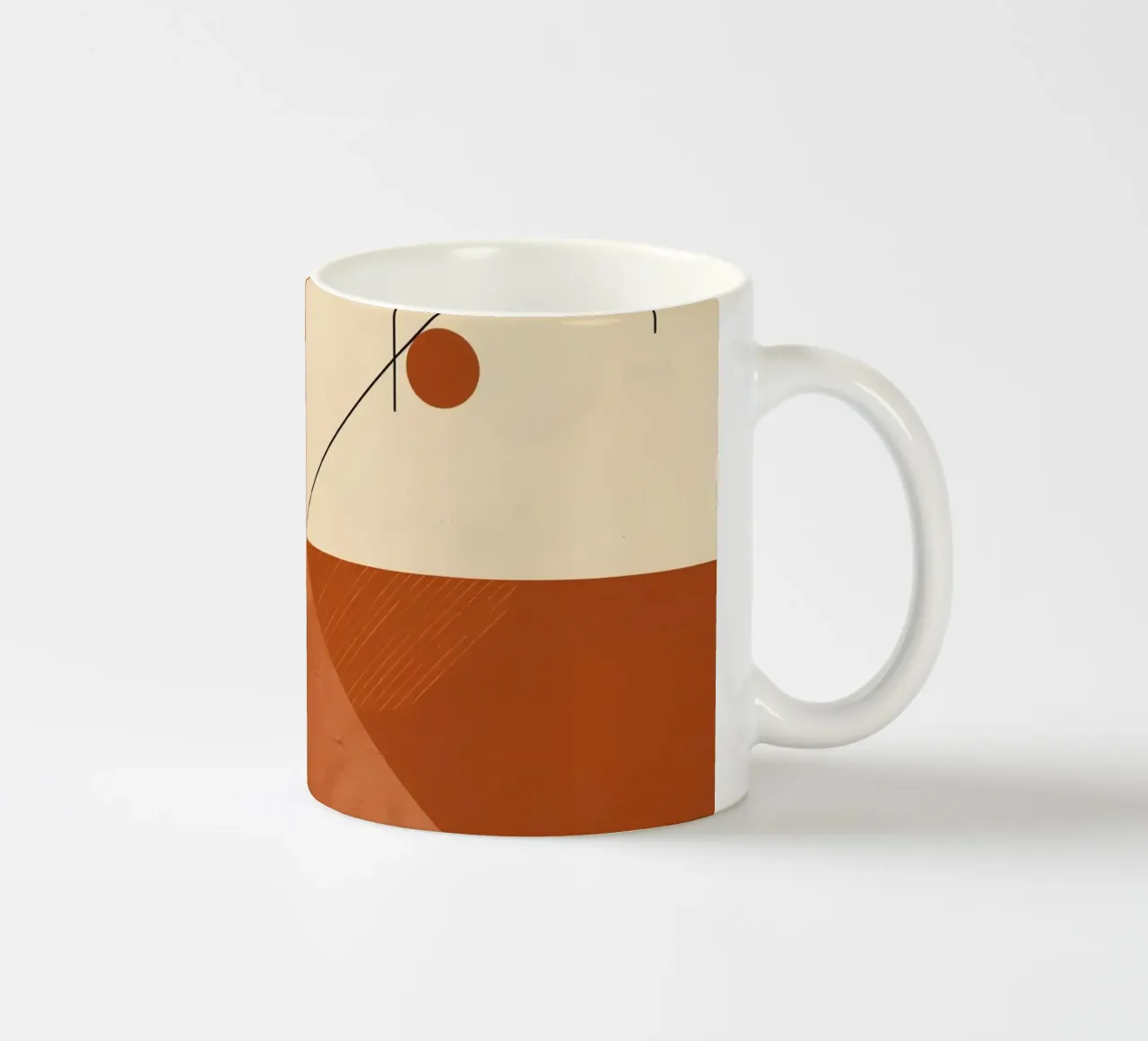 Astratto geometrico con triangoli, cerchi e linee in beige tazza in ceramica da DesignDoodle