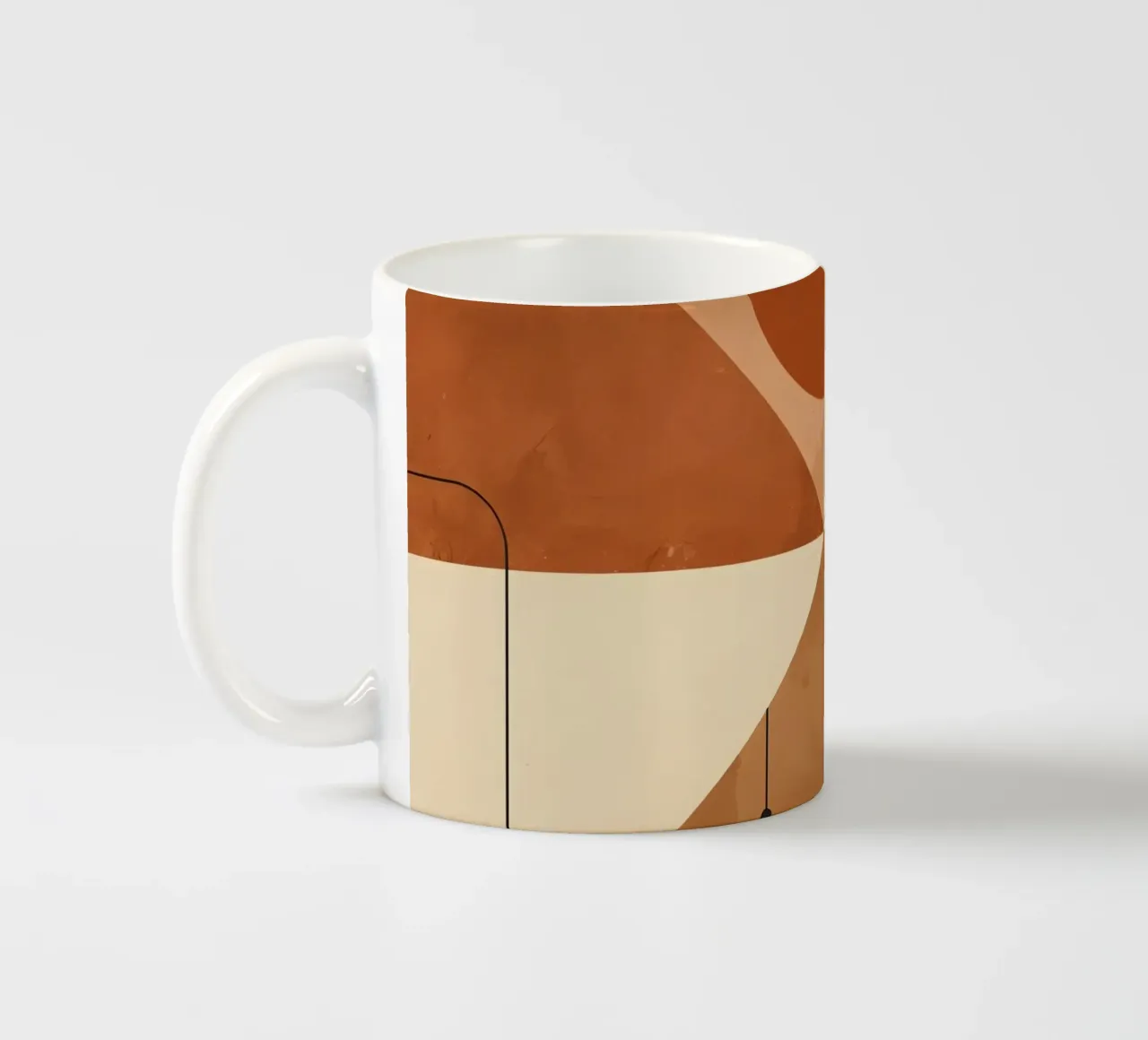 Astratto geometrico con triangoli, cerchi e linee in beige tazza in ceramica da DesignDoodle