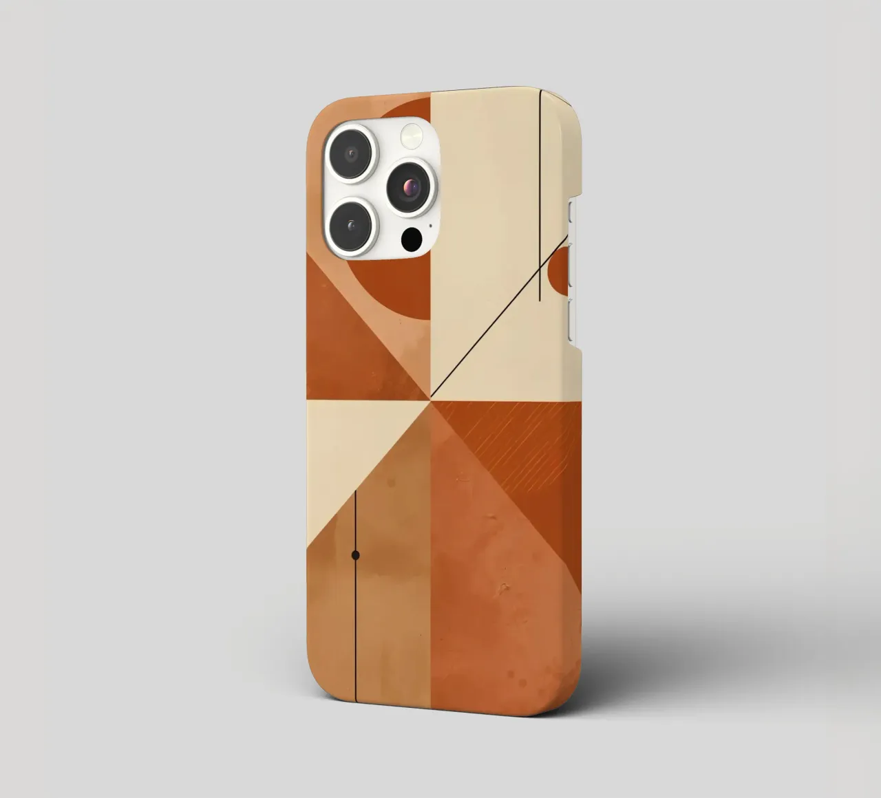 Geometric Abstract with Triangles Circles and Lines in Beige iphone case by DesignDoodle