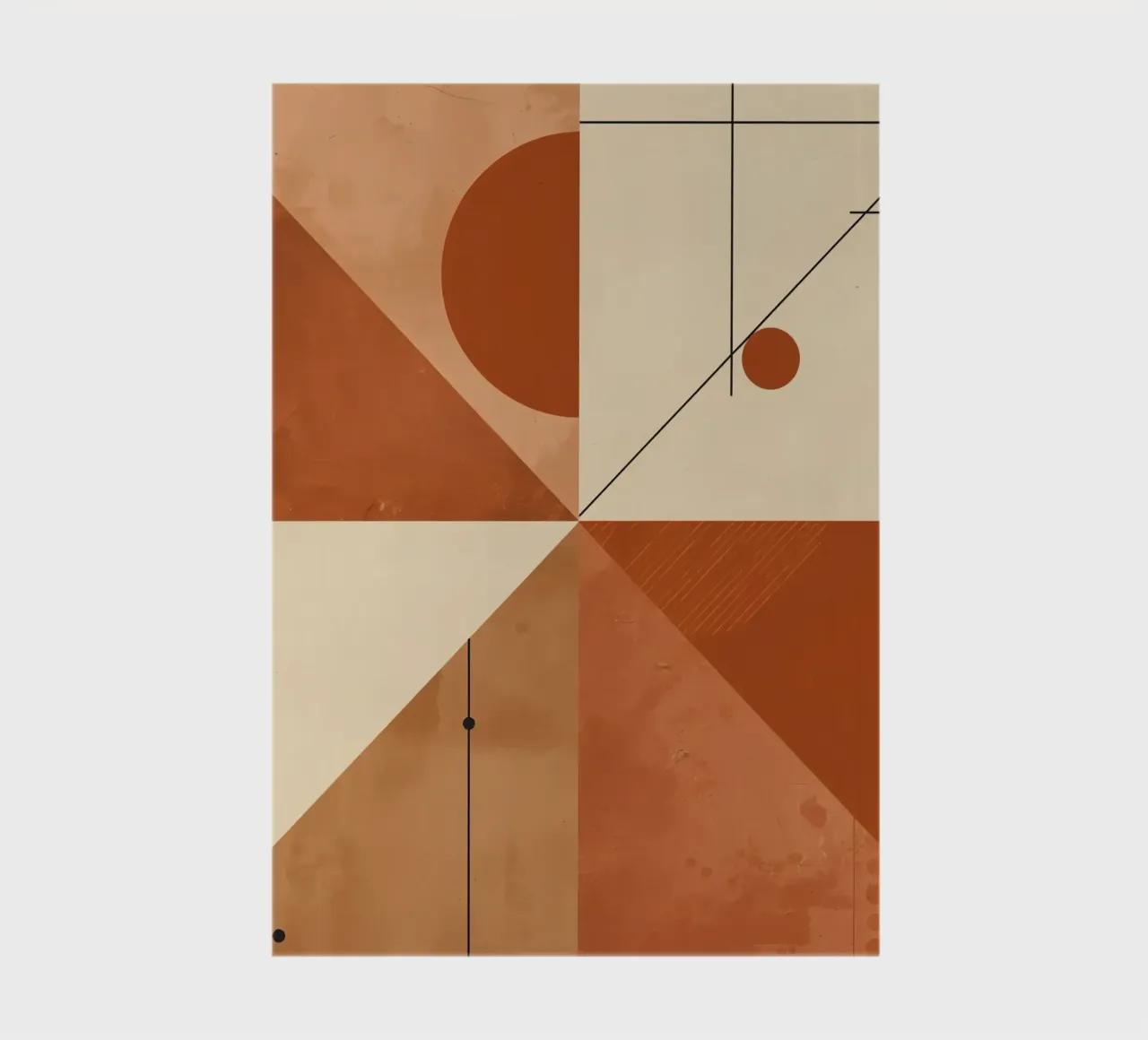 Geometric Abstract with Triangles Circles and Lines in Beige notebook by DesignDoodle