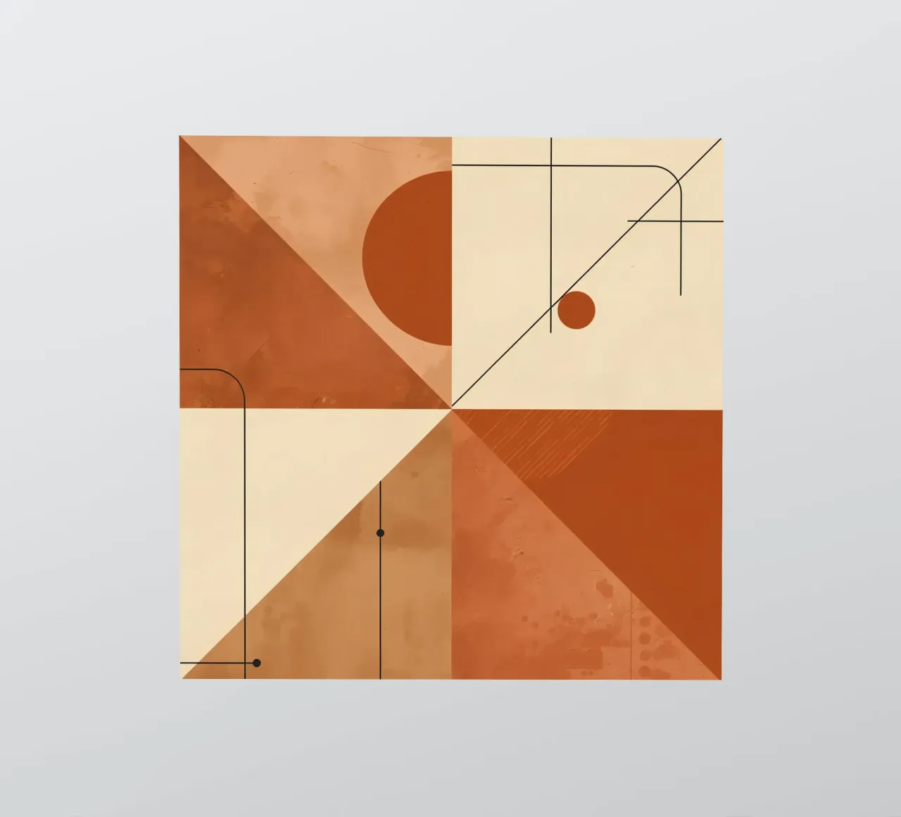 Geometric Abstract with Triangles Circles and Lines in Beige sticker by DesignDoodle