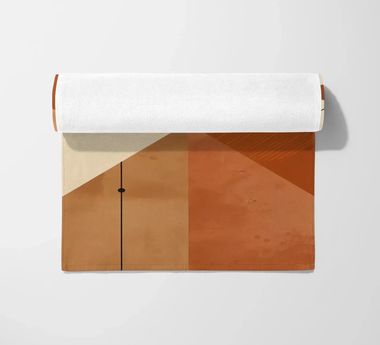 Geometric Abstract with Triangles Circles and Lines in Beige beach towel by DesignDoodle