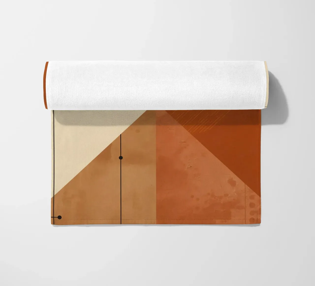 Geometric Abstract with Triangles Circles and Lines in Beige beach towel by DesignDoodle