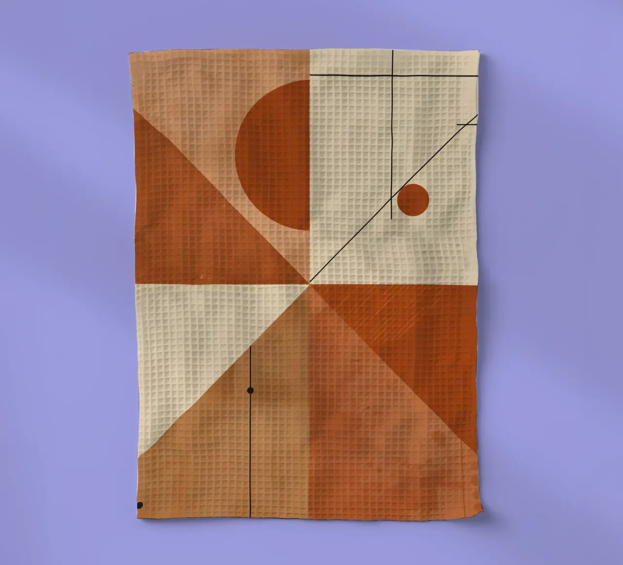 Geometric Abstract with Triangles Circles and Lines in Beige tea towel by DesignDoodle