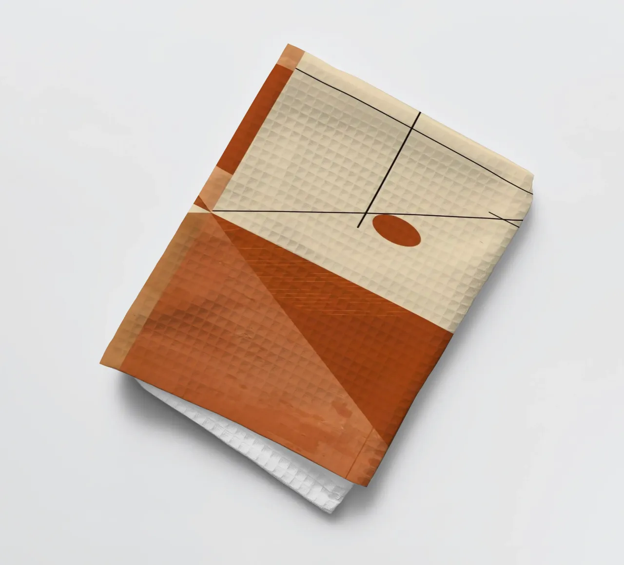 Geometric Abstract with Triangles Circles and Lines in Beige tea towel by DesignDoodle