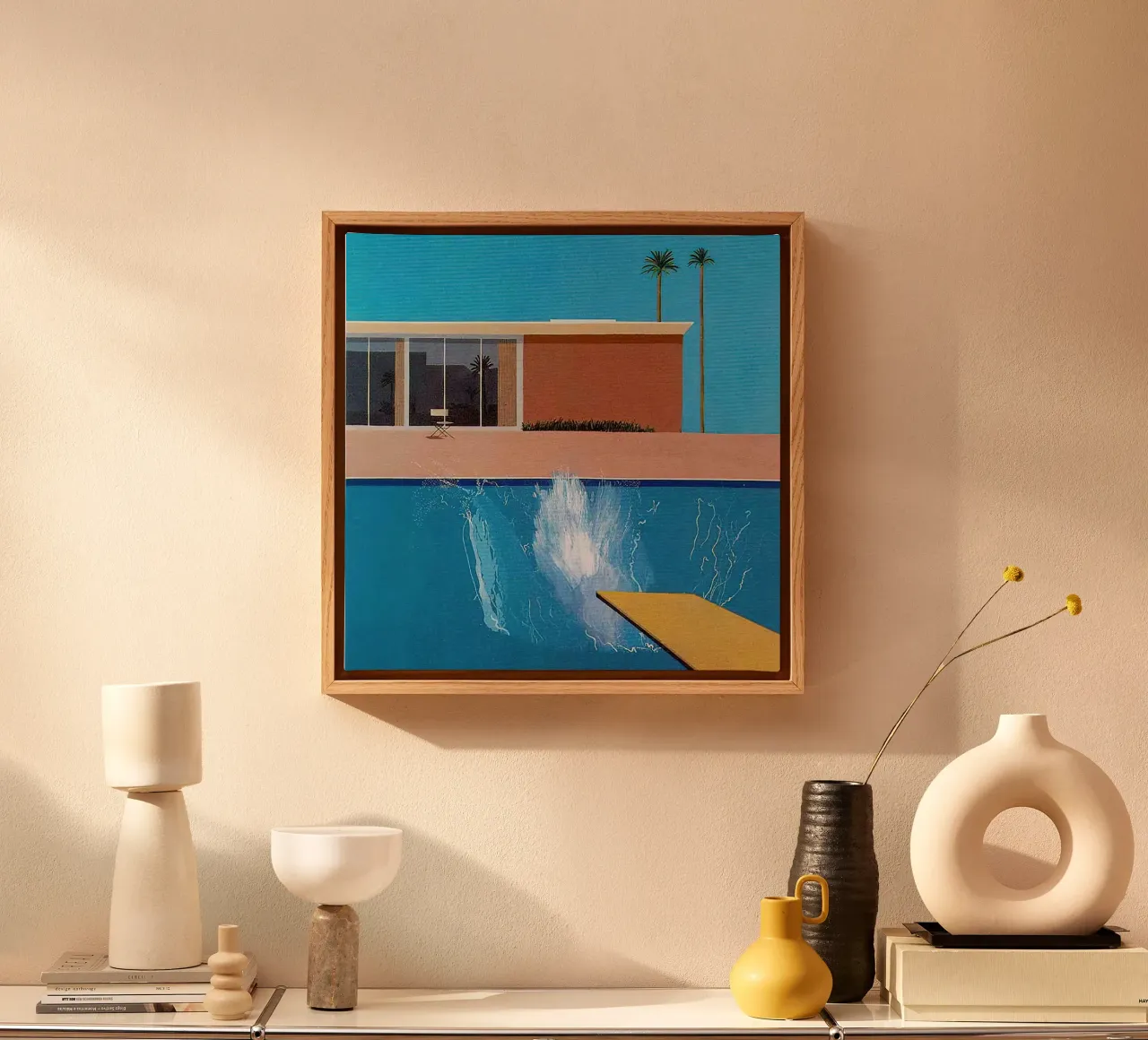 1967, A bigger splash David Hockney tela con Cornice a cassetta da mix mate
