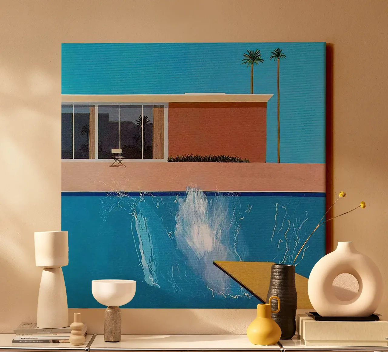 1967, A bigger splash David Hockney tela con Cornice a cassetta da mix mate