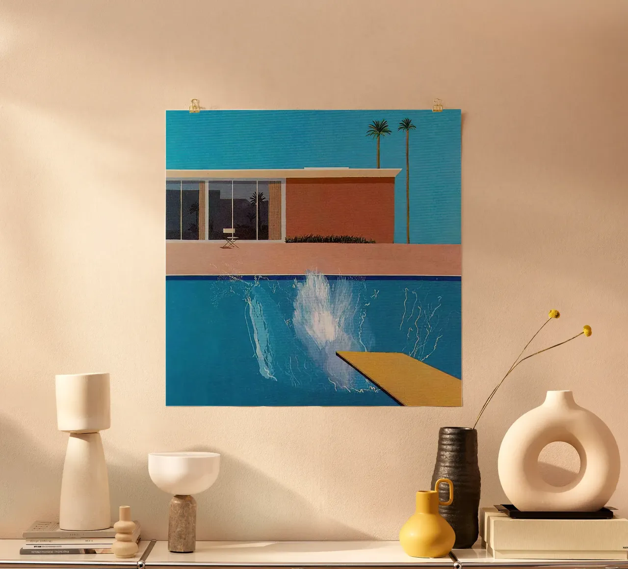 1967, A bigger splash David Hockney poster con telaio in plastica da mix mate