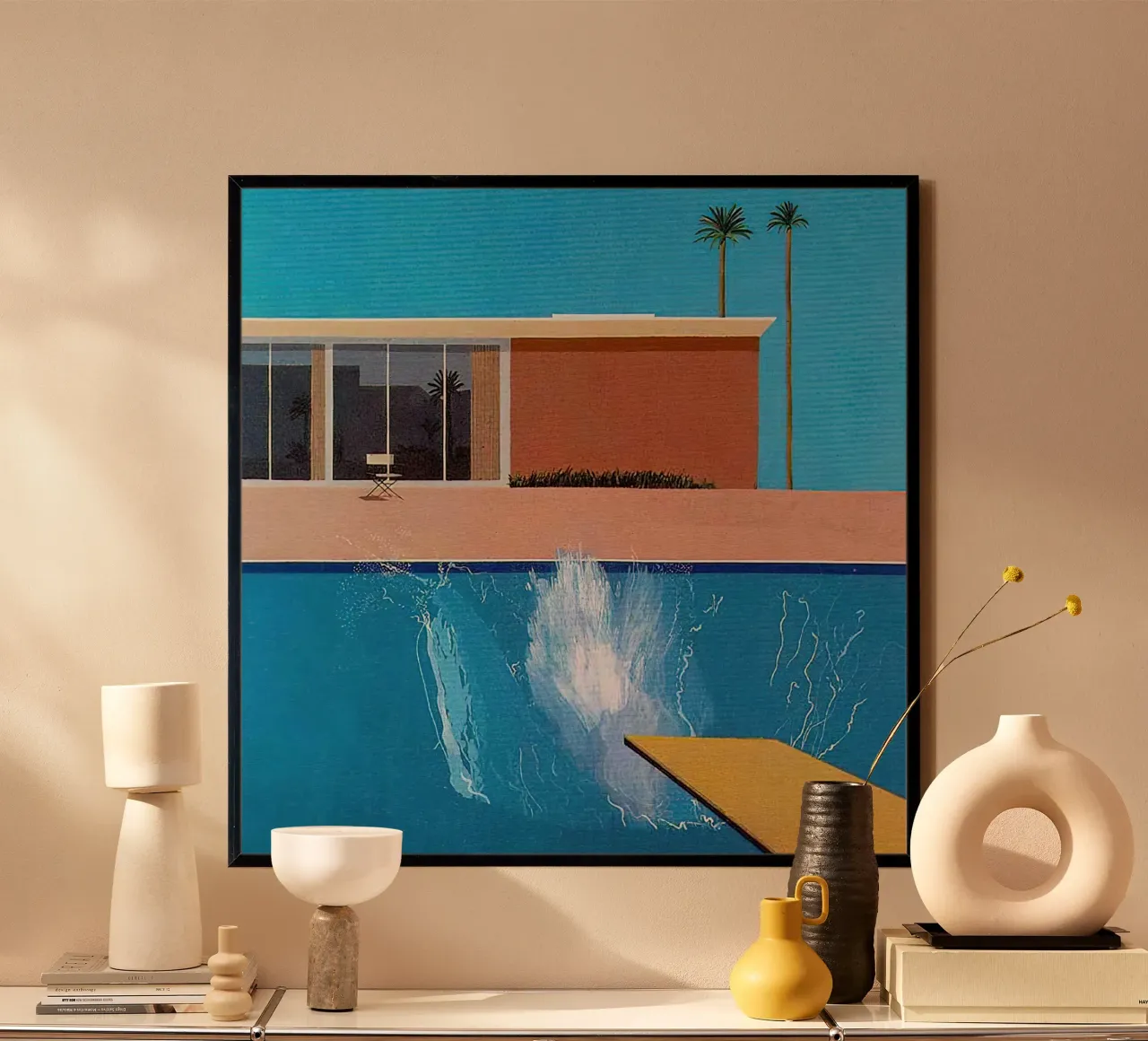 1967, A bigger splash David Hockney poster con telaio in plastica da mix mate