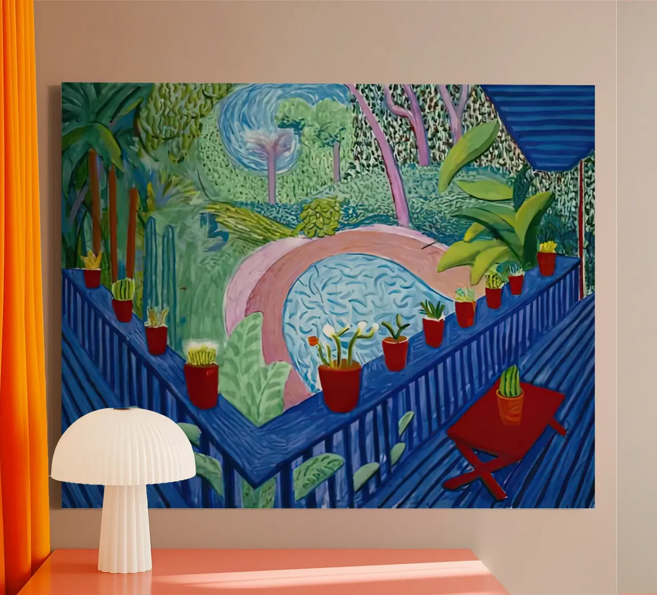 Leden Curator's Talk David Hockney canvas met Baklijst van mix mate