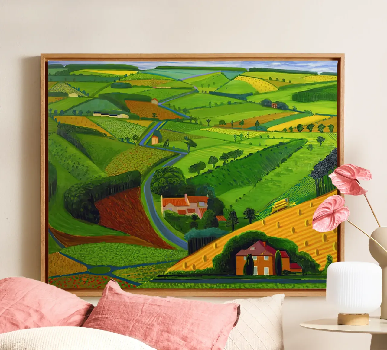 1997, La strada attraverso le Wolds David Hockney tela con Cornice a cassetta da mix mate