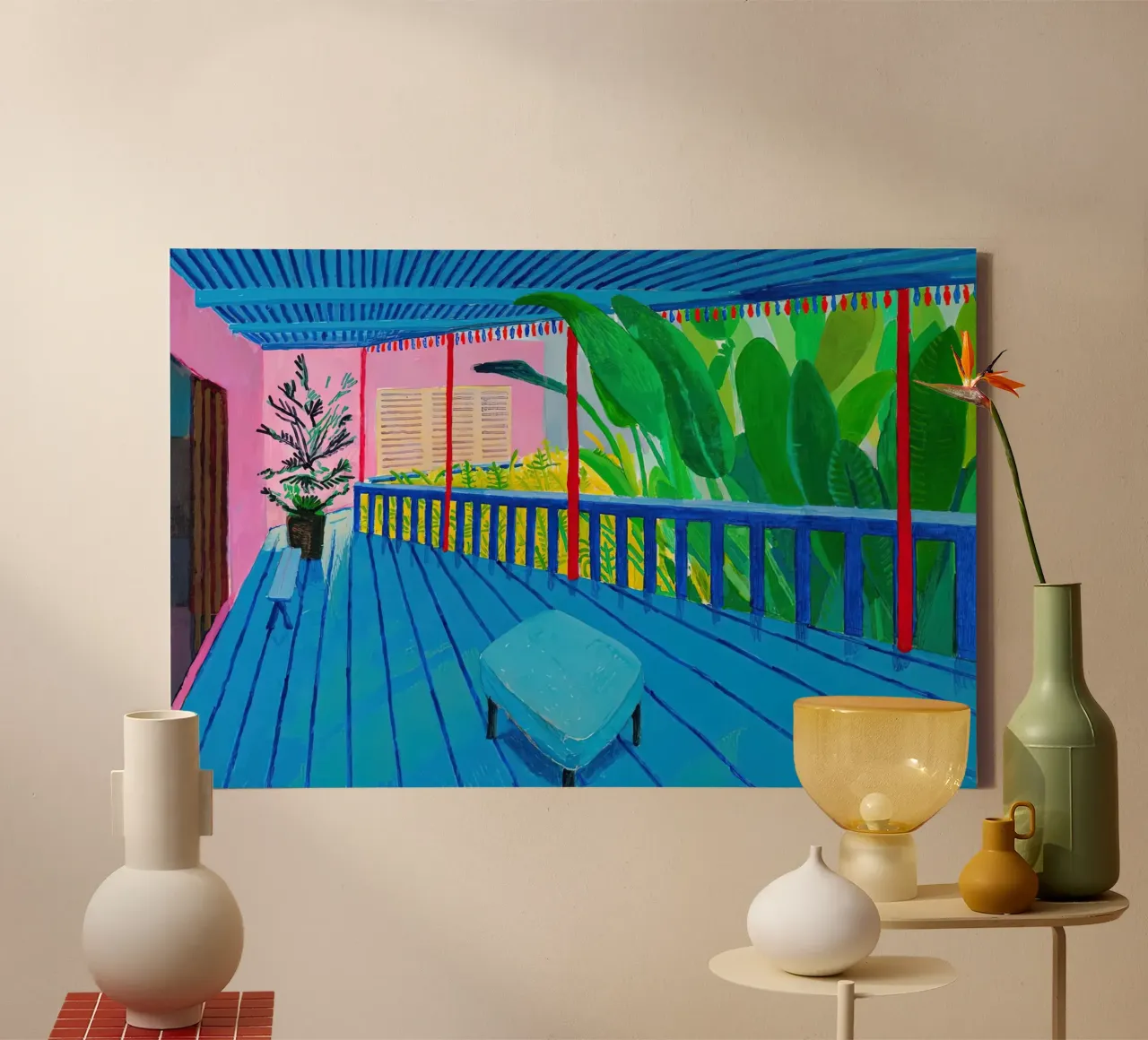 Curator's Tour david Hockney canvas met Baklijst van mix mate