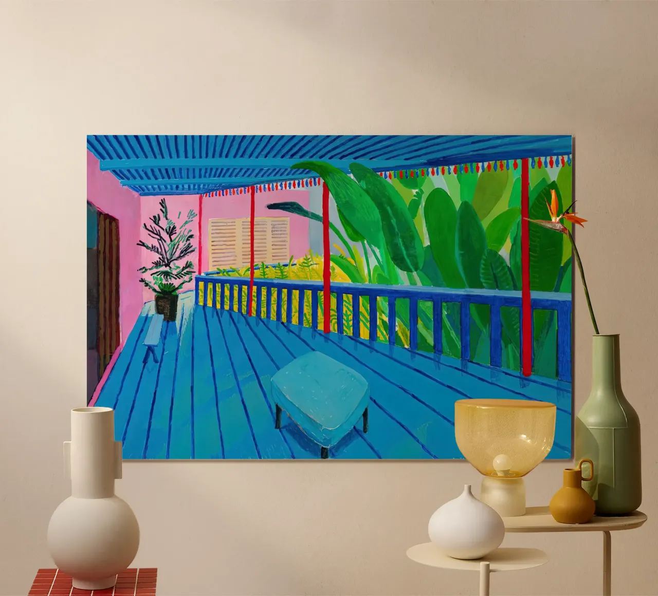 Visita del curatore david Hockney poster con telaio in legno da mix mate