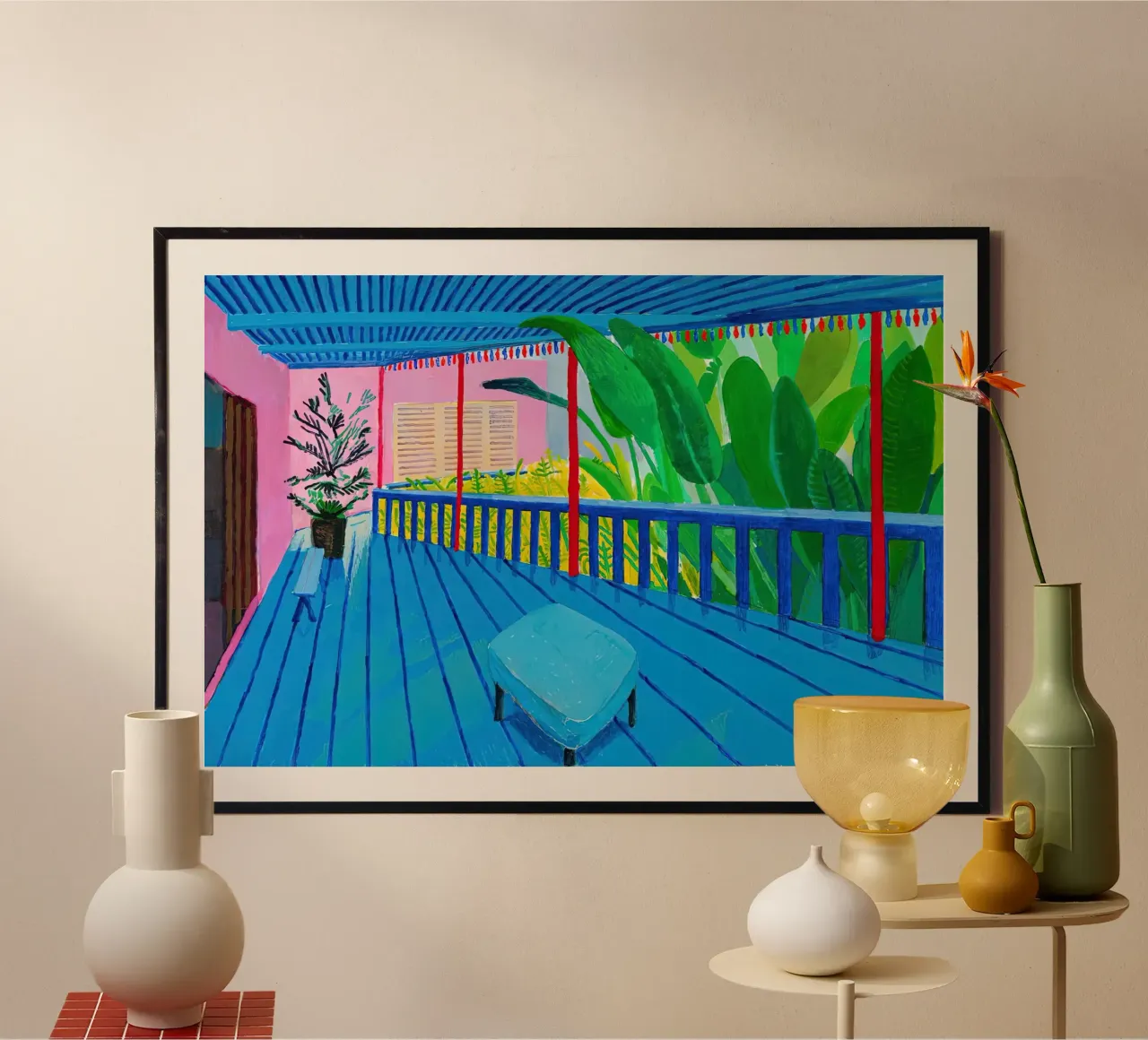 Visita del curatore david Hockney poster con telaio in legno da mix mate