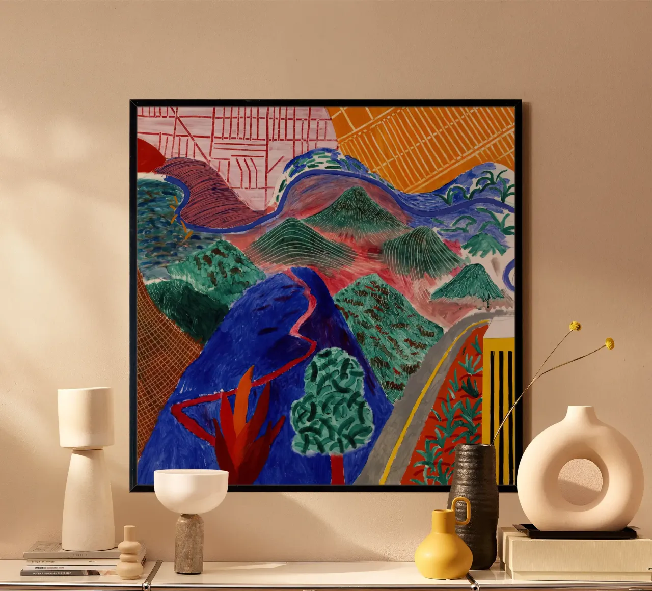 Nuovi approcci david Hockney poster con telaio in legno da mix mate