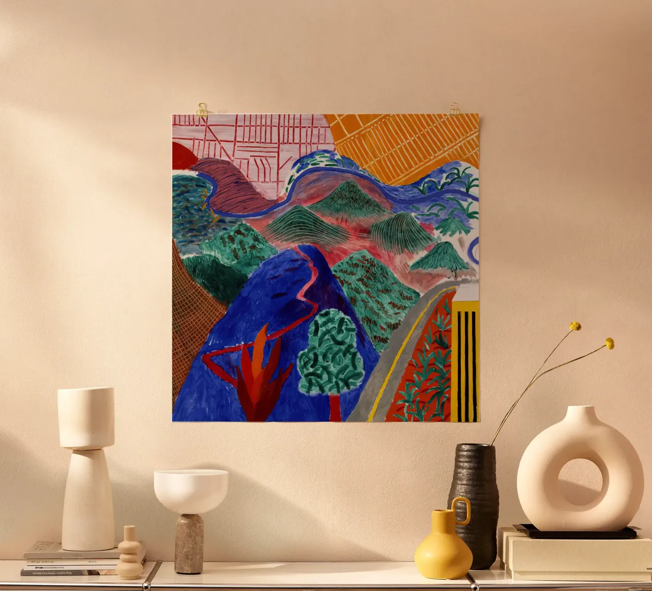 Nuovi approcci david Hockney poster con telaio in legno da mix mate