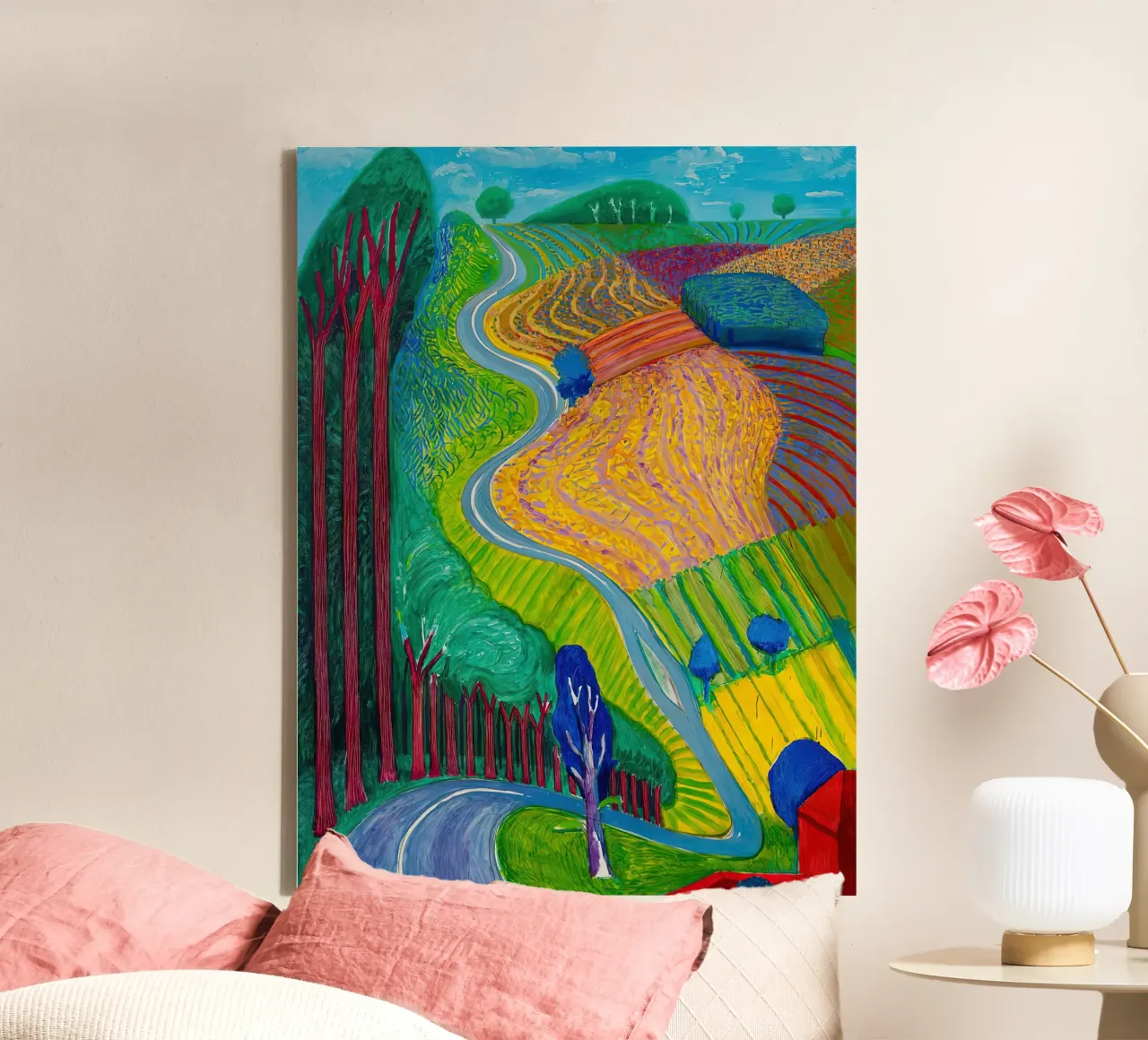 gowing up garrow david Hockney tela con Cornice a cassetta da mix mate
