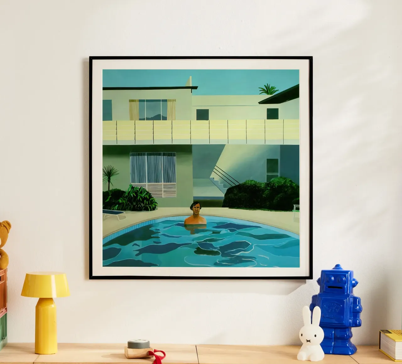 1966, Ritratto di Nick Wilder david Hockney poster con telaio in legno da mix mate