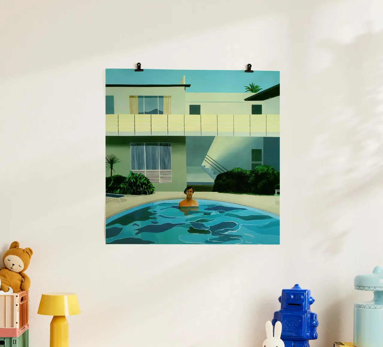 1966, Ritratto di Nick Wilder david Hockney poster con telaio in legno da mix mate
