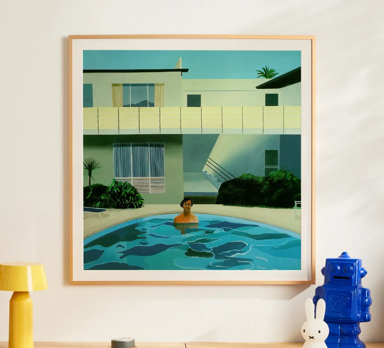 1966, Ritratto di Nick Wilder david Hockney poster con telaio in legno da mix mate