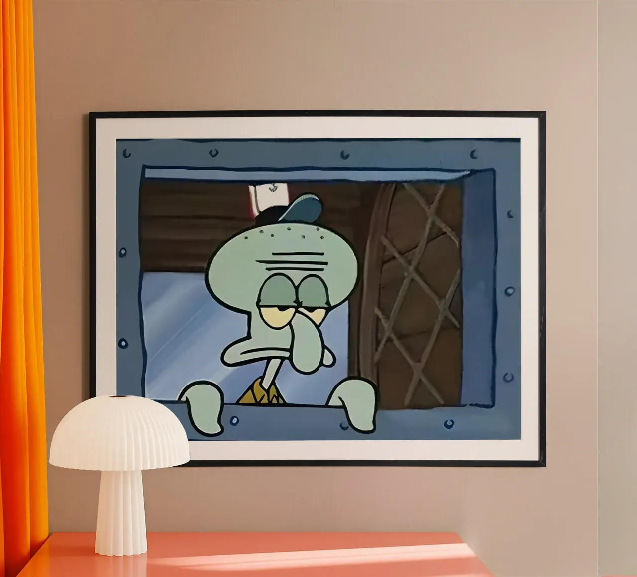 Squidward poster con telaio in plastica da Low poly art