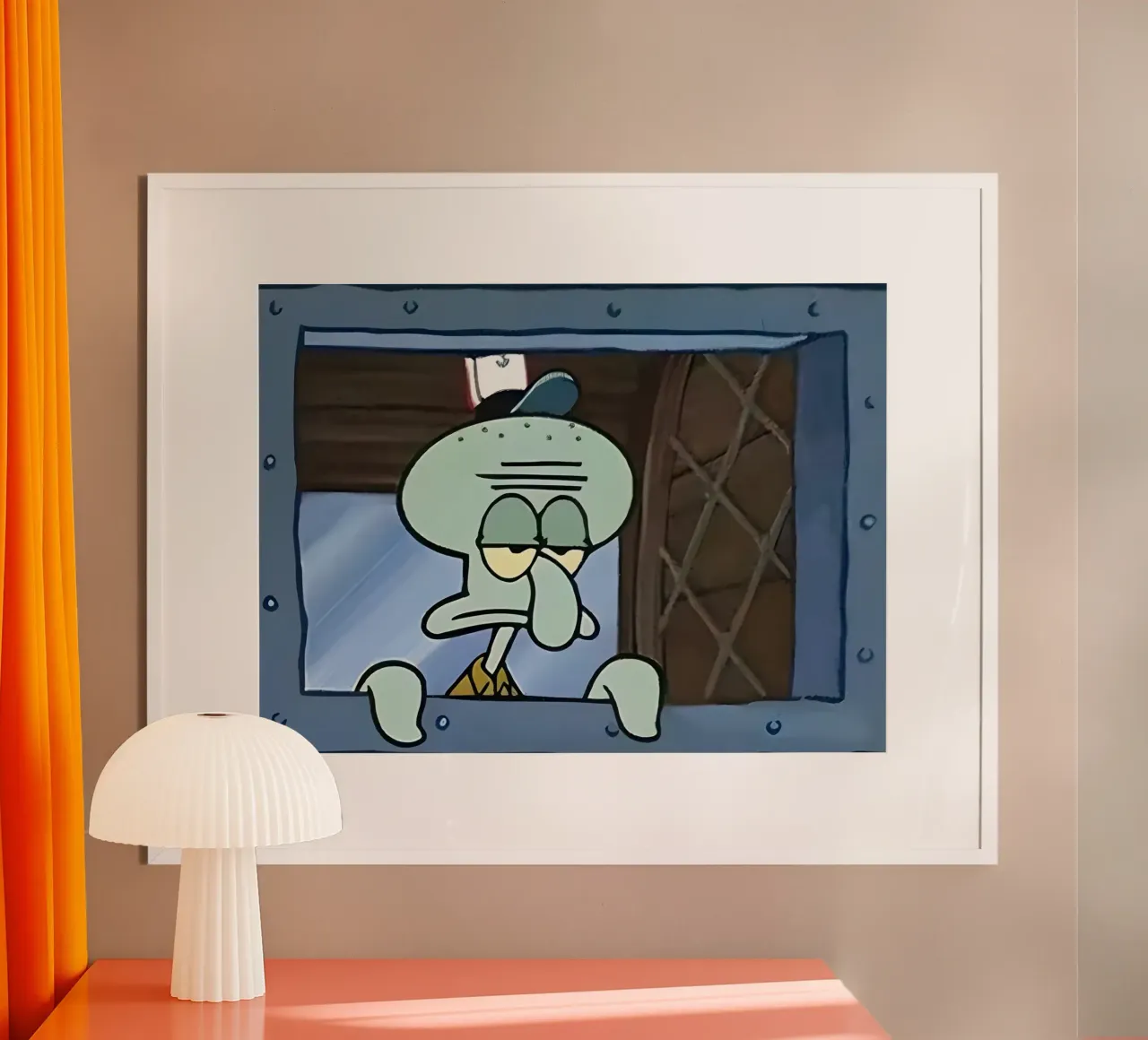 Squidward poster con telaio in plastica da Low poly art