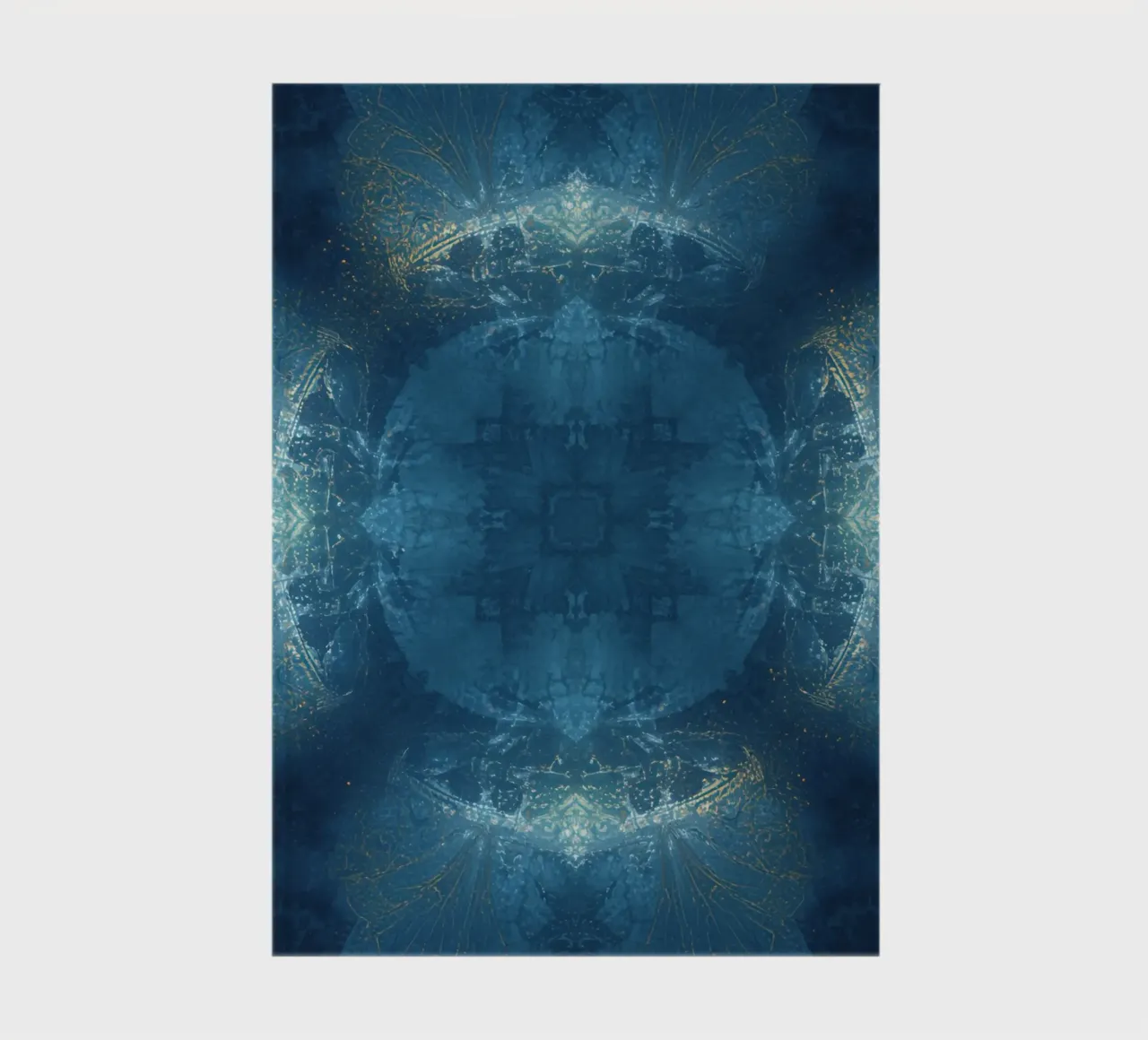Blue and Gold Fractal Pattern Kaleidoscope Image notebook by DesignDoodle