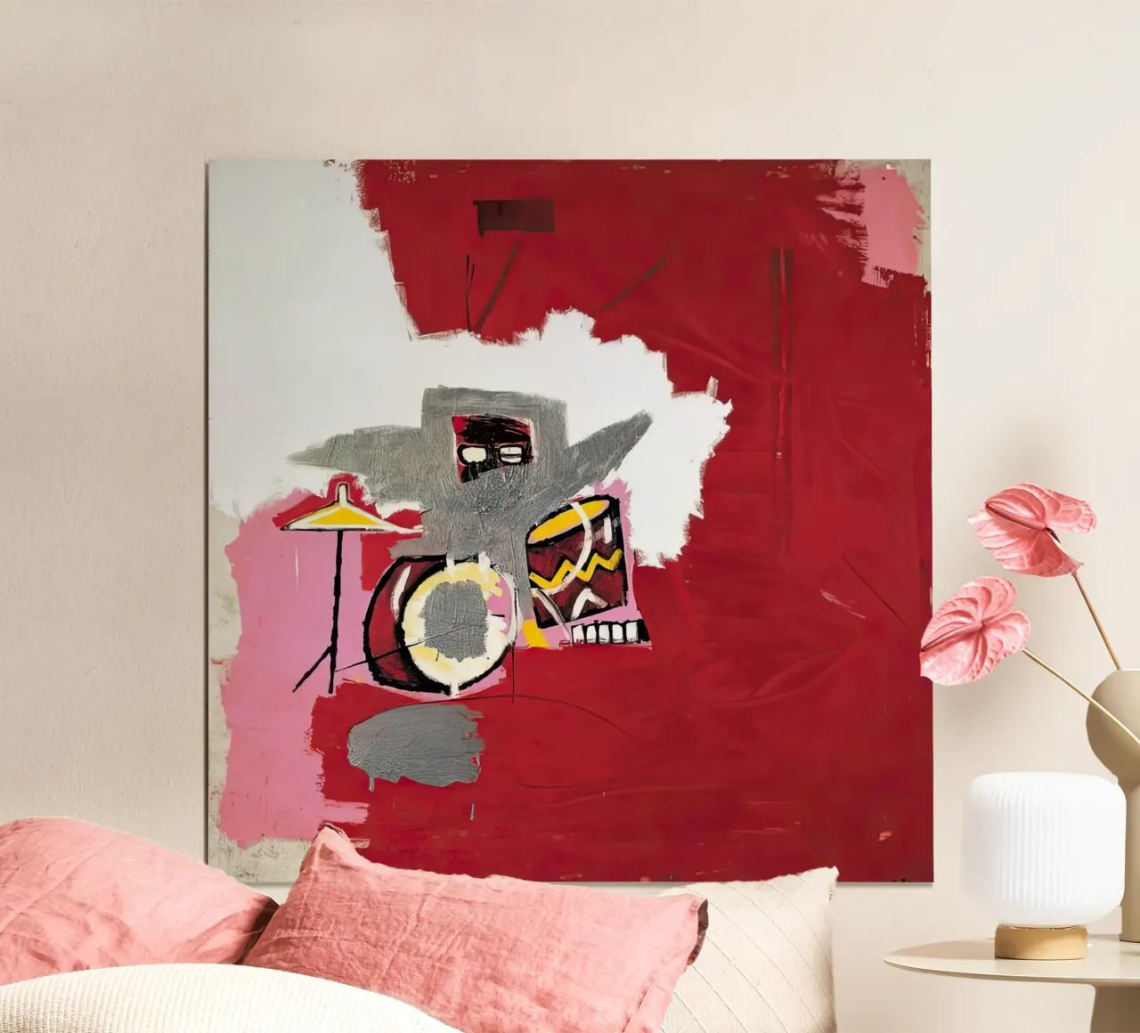Mucche sopra Vitebsk basquiat poster con telaio in plastica da mix mate