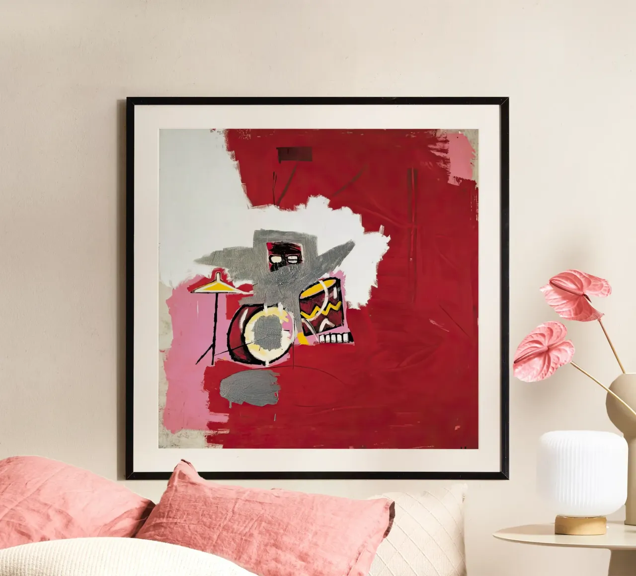 Mucche sopra Vitebsk basquiat poster con telaio in plastica da mix mate
