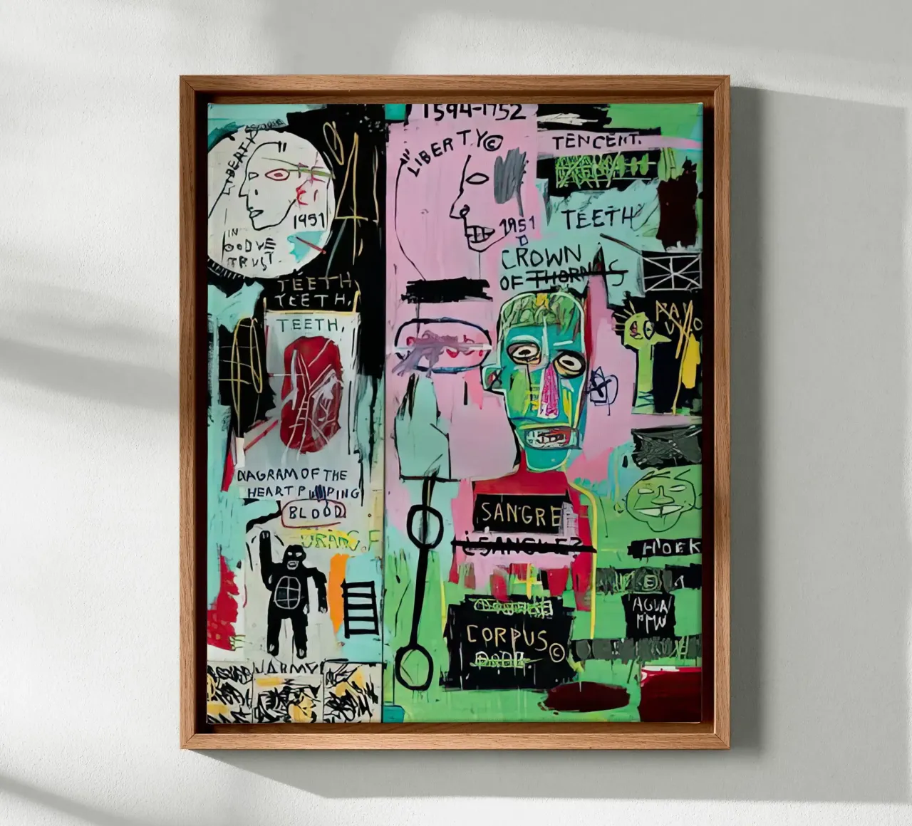 In italiano, 1983 basquiat tela con Cornice a cassetta da mix mate