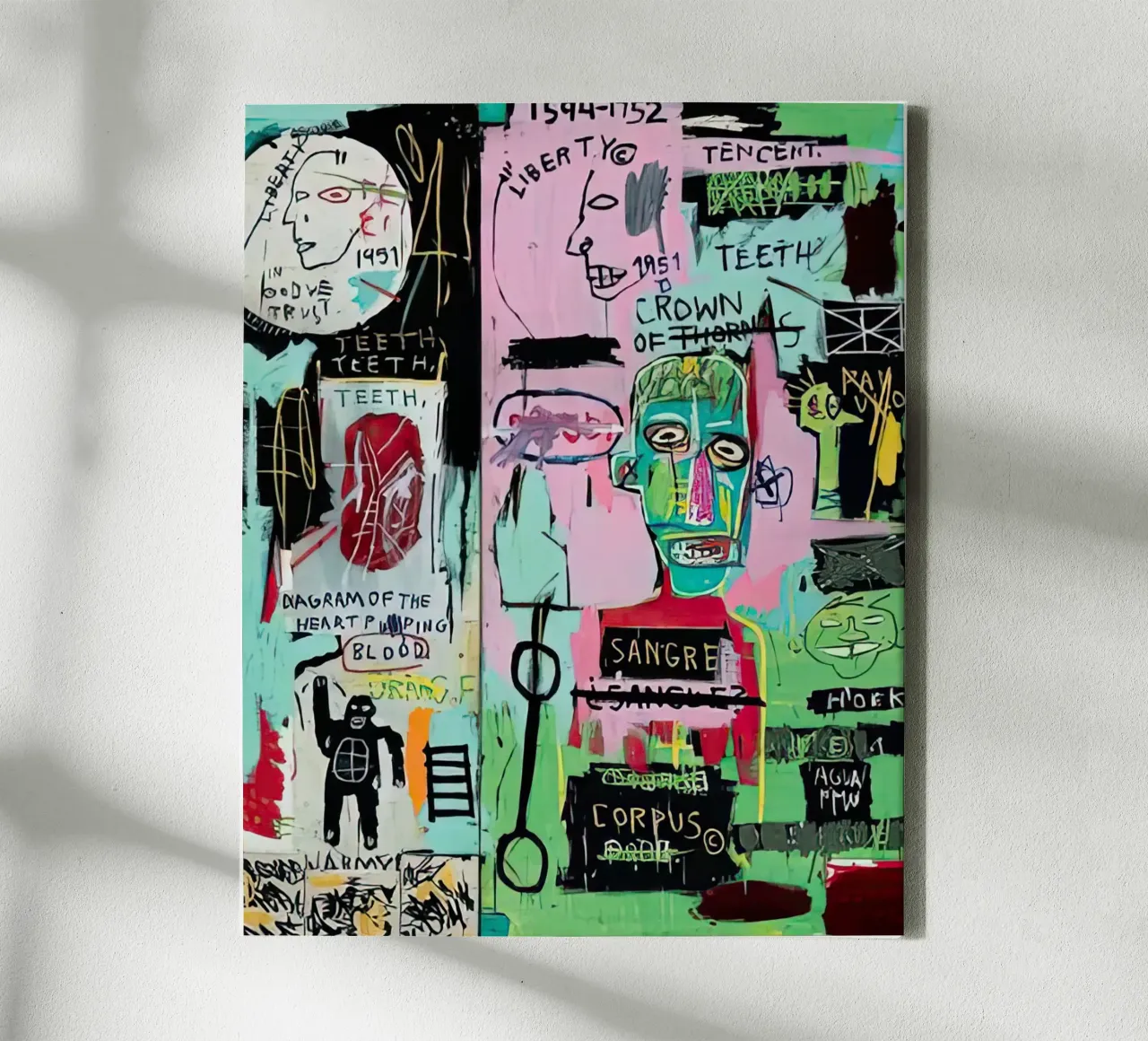 In italiano, 1983 basquiat tela con Cornice a cassetta da mix mate