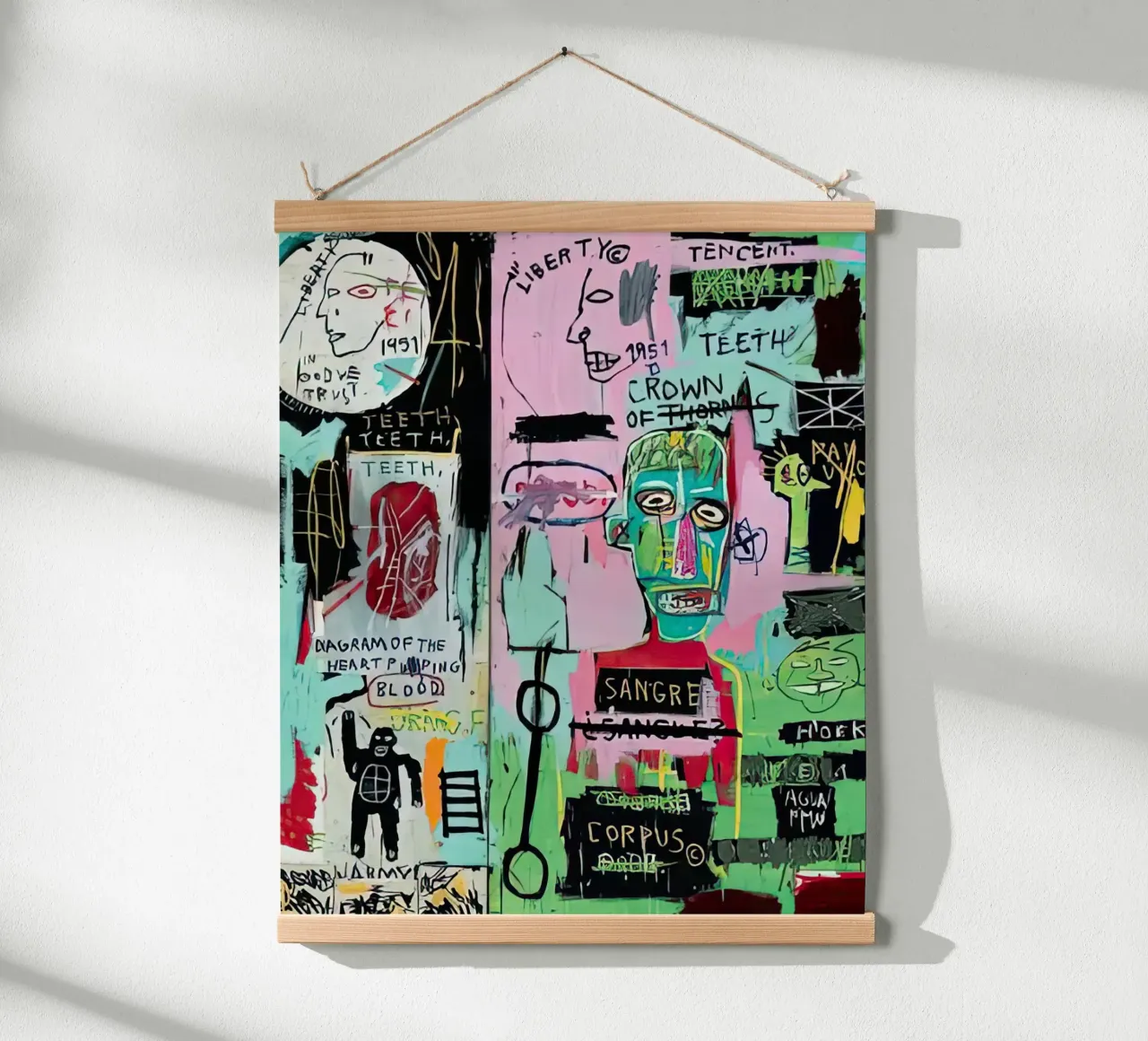 In italiano, 1983 basquiat poster con telaio in alluminio da mix mate