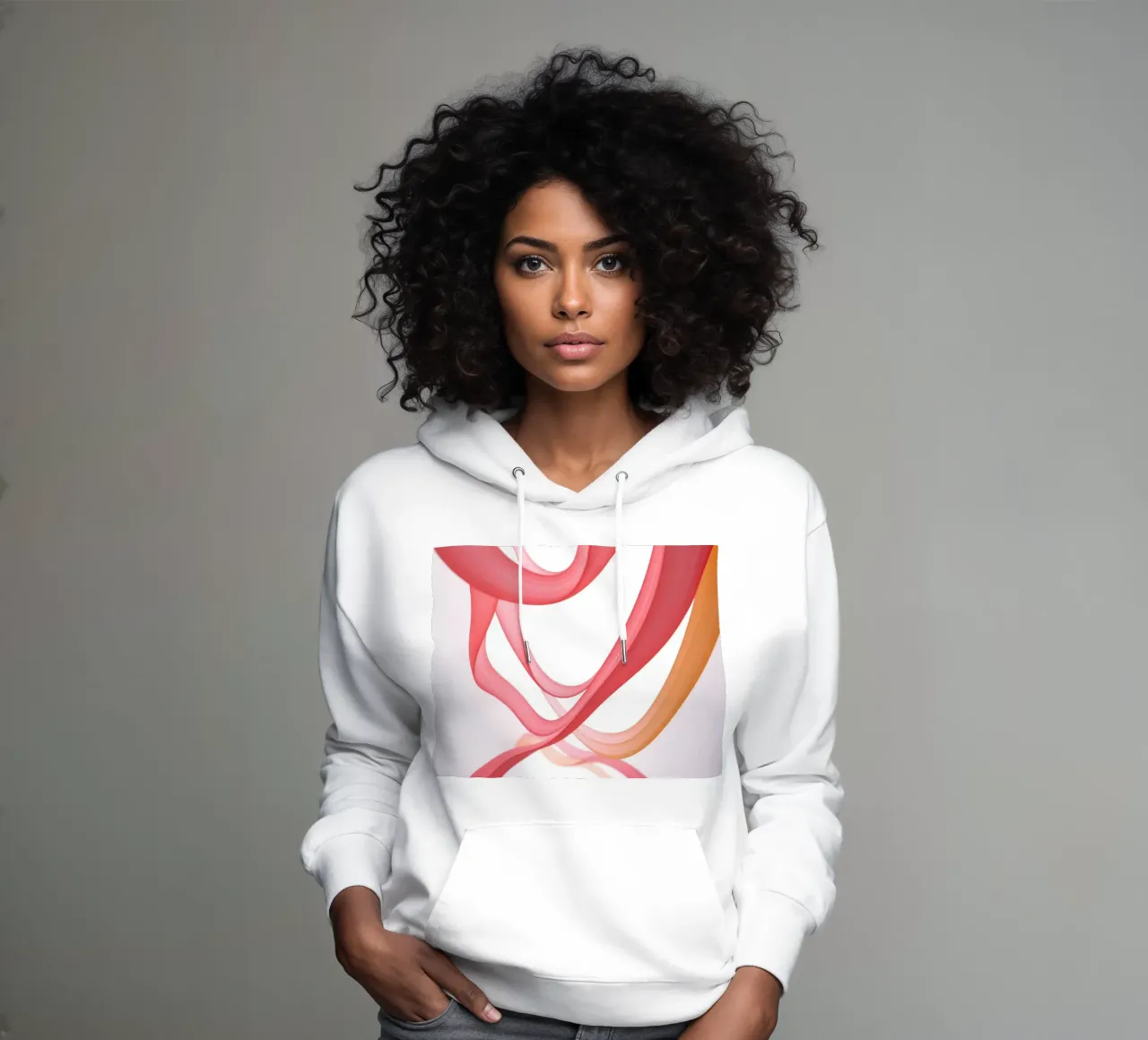 Nastri astratti rosa e arancio con riflessi felpa con cappuccio da DesignDoodle