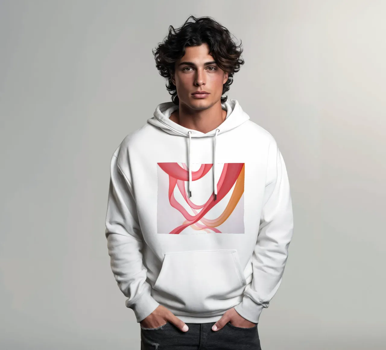 Nastri astratti rosa e arancio con riflessi felpa con cappuccio da DesignDoodle
