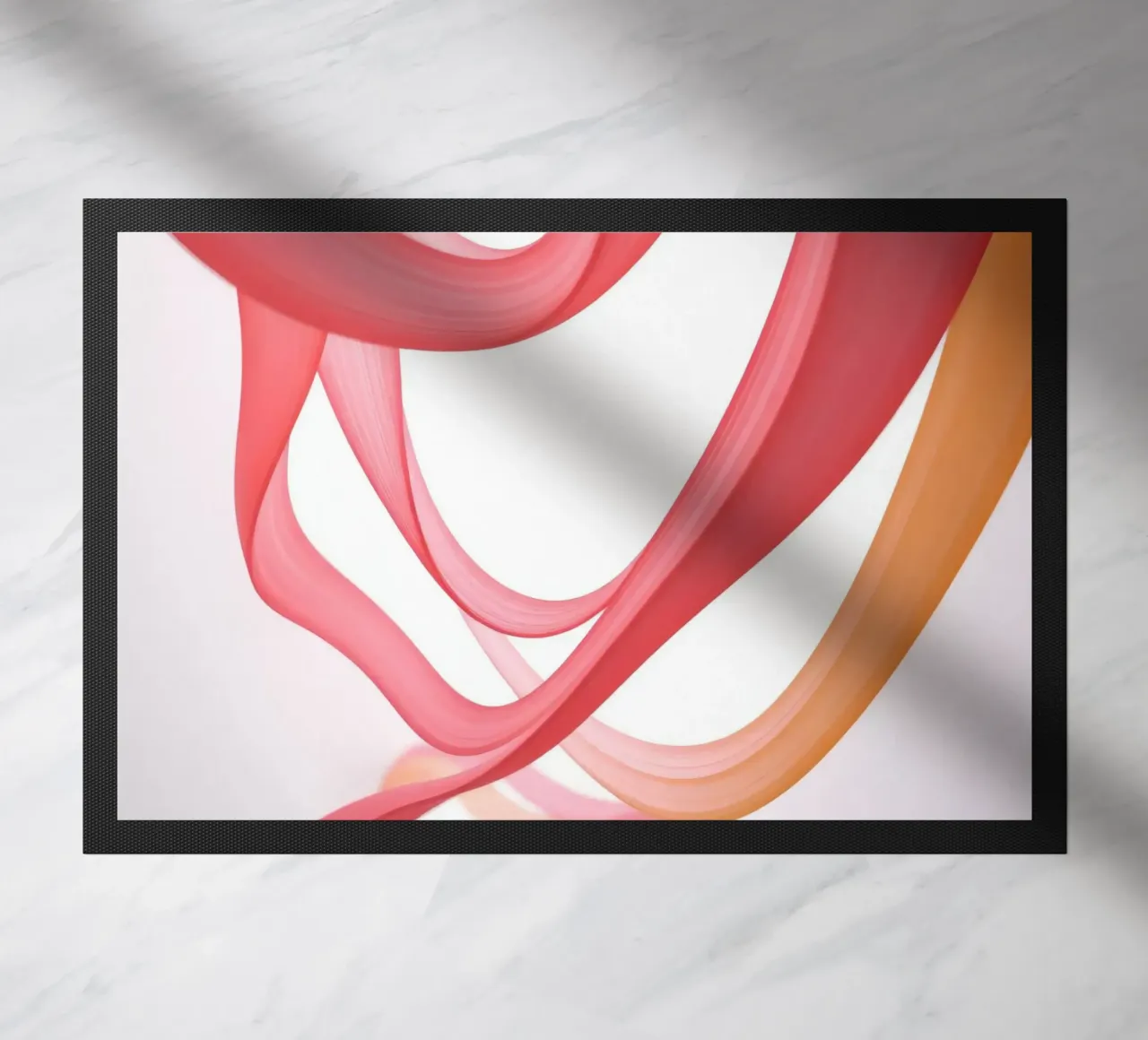 Nastri astratti rosa e arancio con riflessi zerbino da DesignDoodle